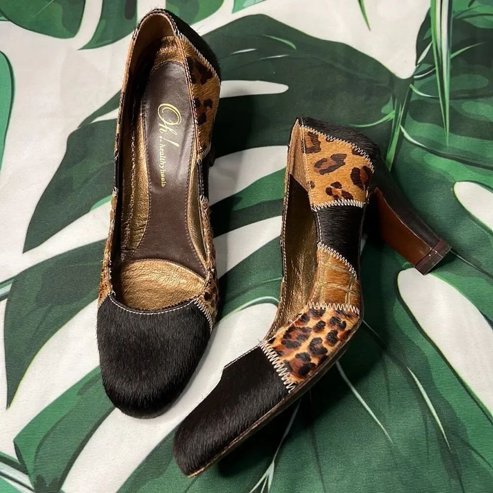 * Oh heels brown black animal